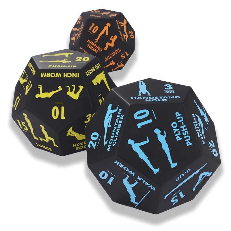 1 unidad de dados de ejercicio de 12 caras, diversión de entrenamiento con dados de fitness para cambiar su entrenamiento, perfecto para Hiit, Cardio, Yoga, juegos familiares
