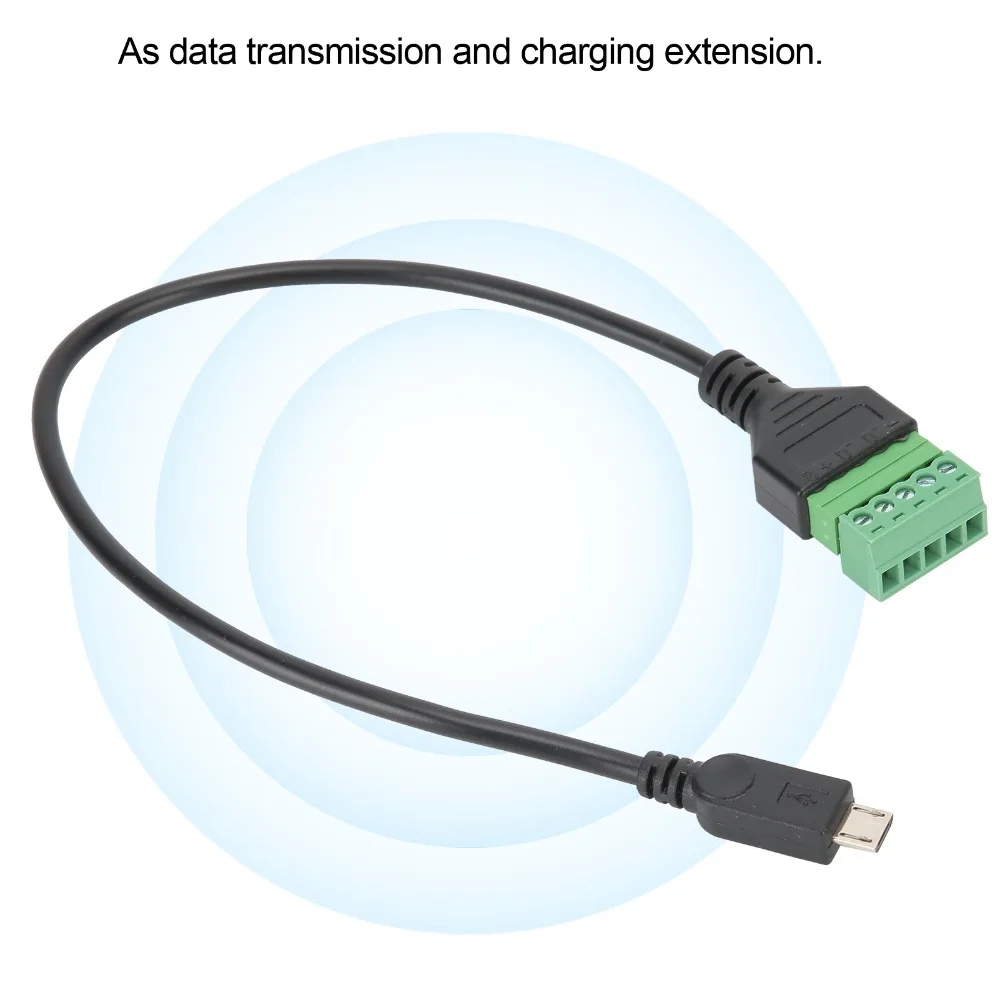 3pcs with Shield Solderless Terminal Plug Micro USB Adapter Cable Solderless Portable 5 Pin Male to 5 Pin Screw Cable
