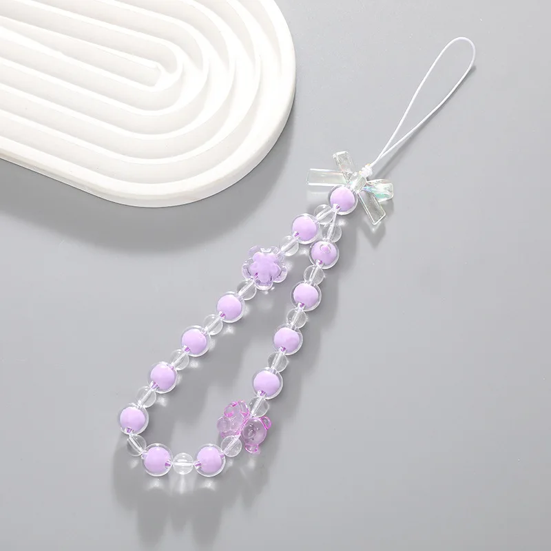 Women Girls Beaded Mobile Phone Lanyard Smartphone Chain Anti-Lost Tellphone Rope Summer Candy Colored Phone Strap Pendant Gifts