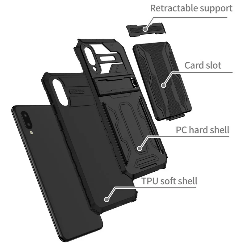 For Samsung A02 6.5'' Case A022F Rugged Armor Kickstand Back Cover For Samsung Galaxy A02 A 02 SM-A022F With Card Slot Cases