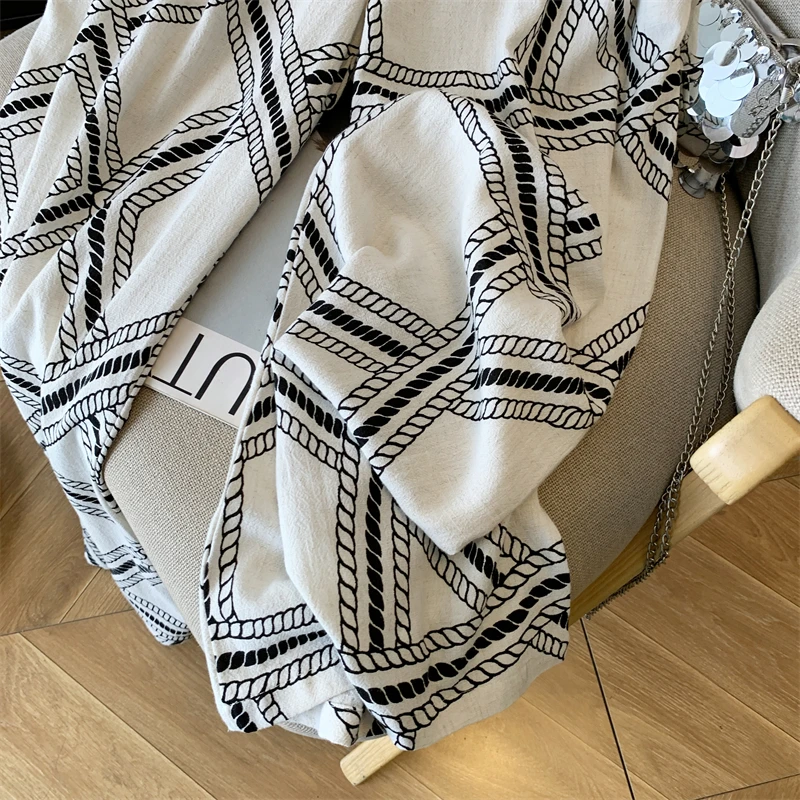 Nieuwe Retro Katoen Linnen Wijde Pijpen Broek Voor Vrouwen Zomer Mode Gestreepte Print Hoge Taille Losse Lange Broek Casual Veelzijdige Broek