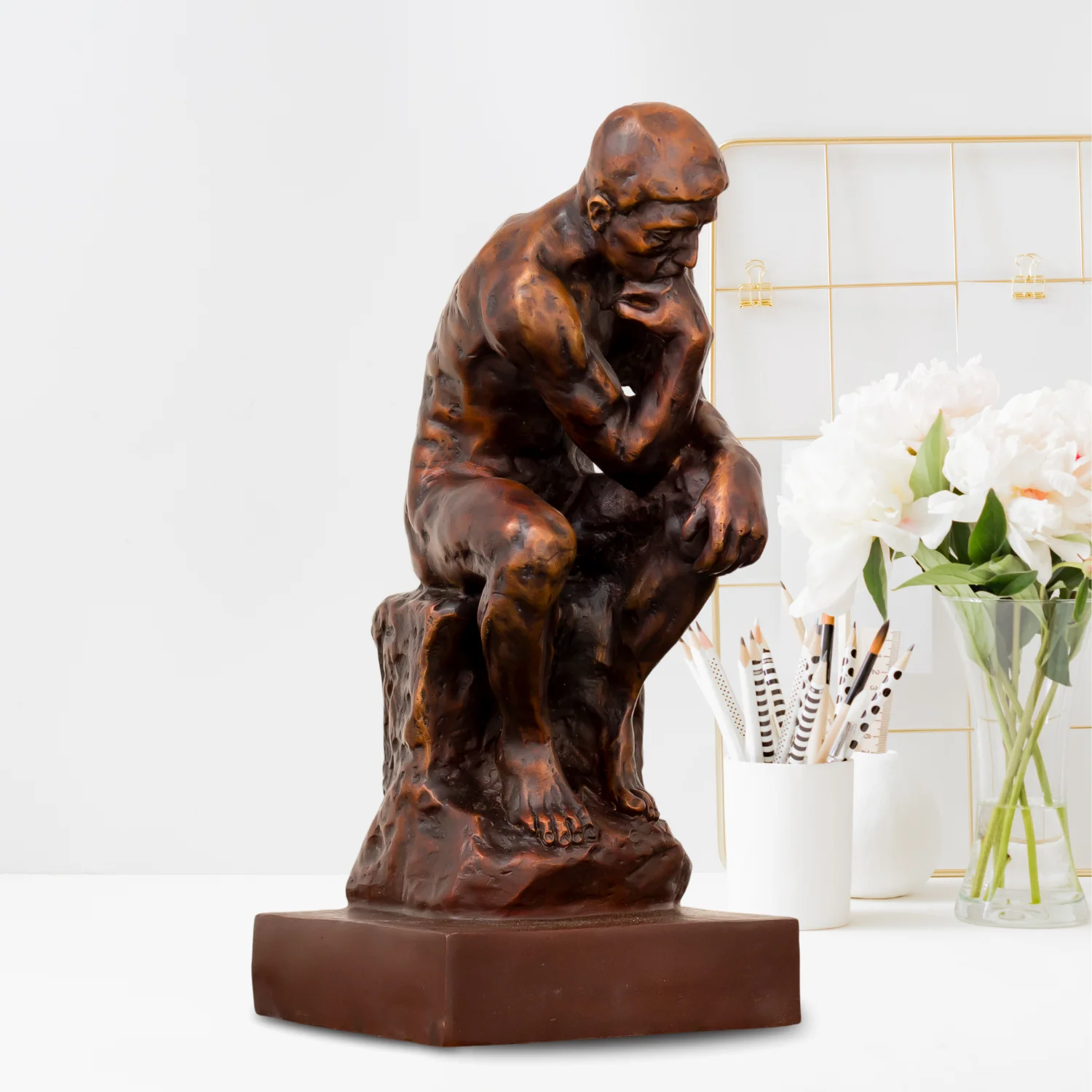 Famous Bronze Thinker Man Statue Auguste Rodin The Thinking Man Bronze Sculpture For Home Indoor Decor Crafts Desktop Ornaments