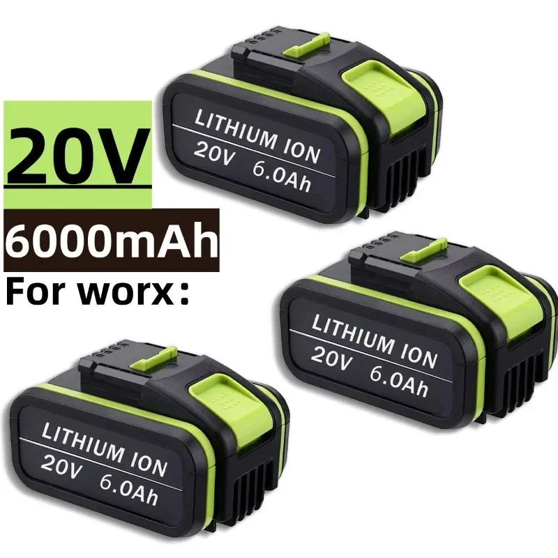 for Worx 20V 6.0Ah Replacement Li-ion Rechargeable Battery for Worx WA3551 WA3553 WX390 WX176 WX386 WX373 WX290 WX800 WU268