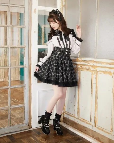 Japanese Summer Lolita Mass-produced Sweet Ribbon Bow with Diamond Studded Pearl Buckle Heart-shaped Waist Slimming Half Skirt