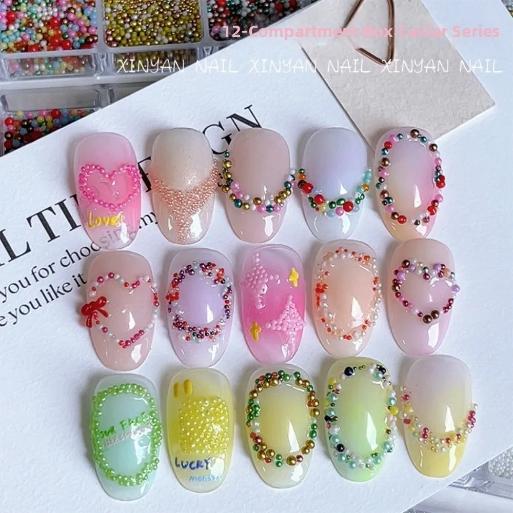 New Vintage Mini Beads Nail Charms Round Colorful Dopamine Nail Art Decorations Metal Micro Steel Balls For DIY Manicure Nails