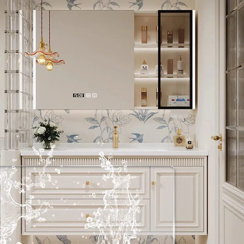 Partitions Organizer Bathroom Cabinet Toilet Makeup Decorations Storage Cupboard Mirror Modern Archivadores Trendy Furniture