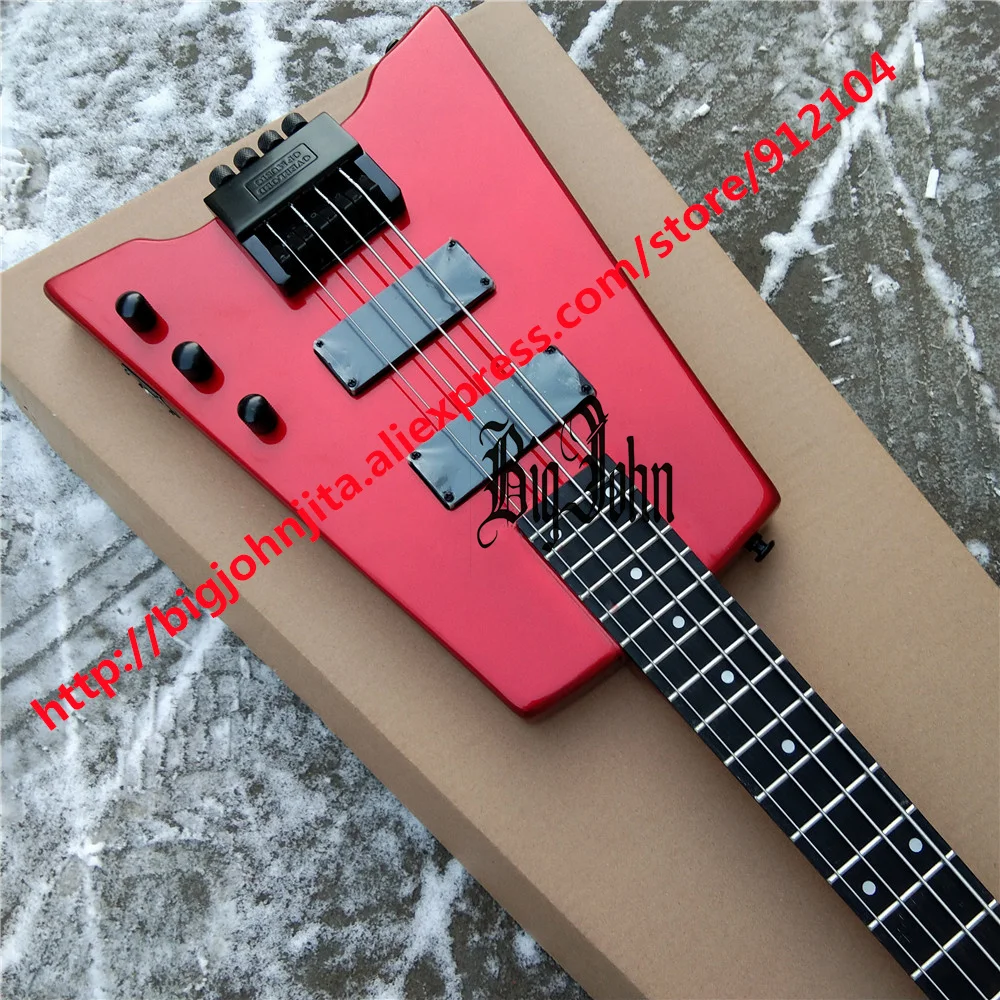 Silver Red 4 strings headless electric bass guitar Mahogany body&Rosewood Fingerboard BJ-544