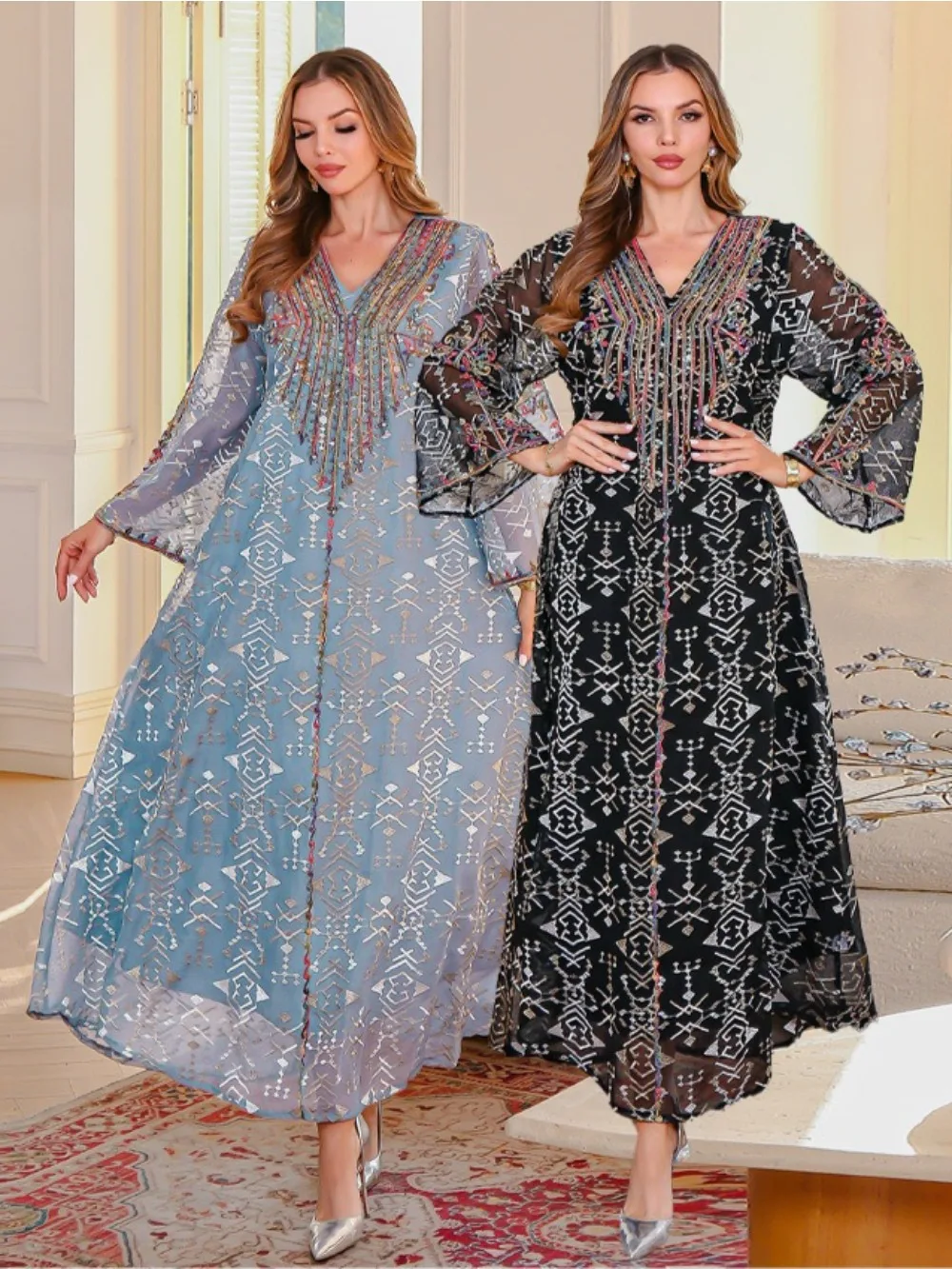 

Eid Party Dress Women Embroidery Abaya Muslim Vestidos Largos Party Caftan Jalabiya Ramadan Long Dresses Dubai Arab Robe 2025