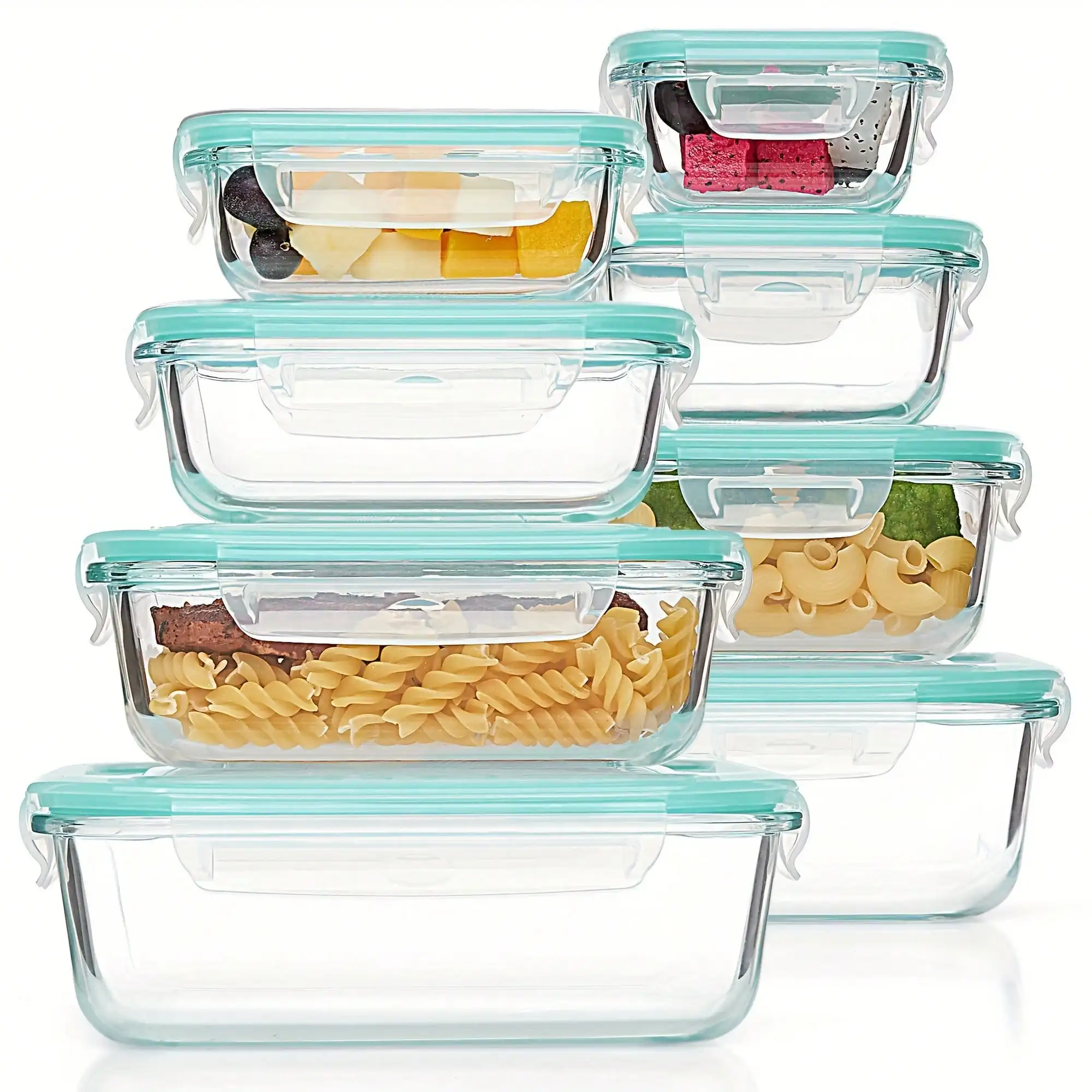 Pyrex 8PCS Glass Food Storage Containers - Leak-proof Lids for Kitchen Picnic