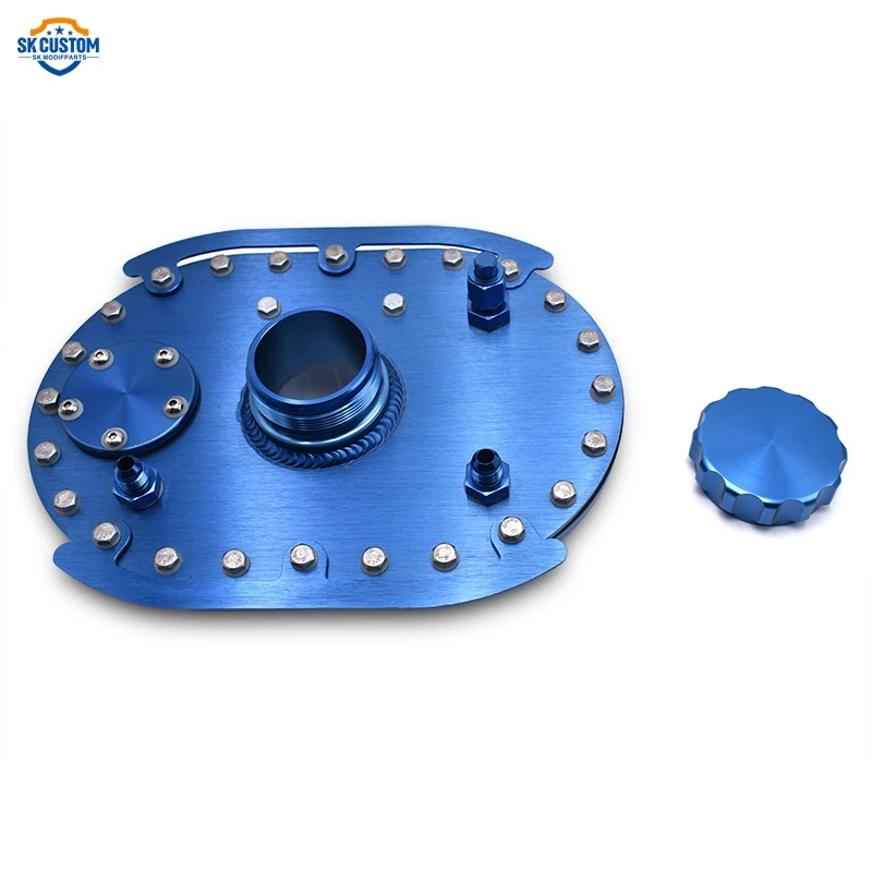 Racing Billet Aluminum Circle Track Fuel Cell Cap Blue Complete Twist Cover