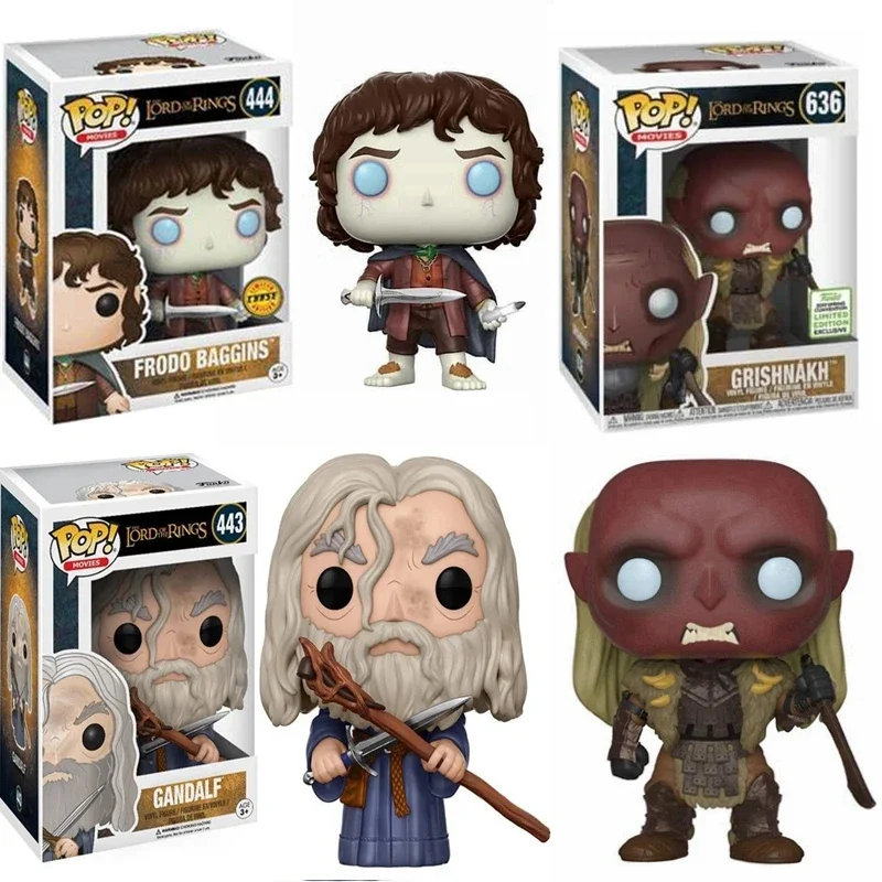 FUNKO POP Gandalf # 443 Baggins Frodo # 444 GRISHNAKH # 636 figuras de ação de vinil coleção modelo brinquedos infantis