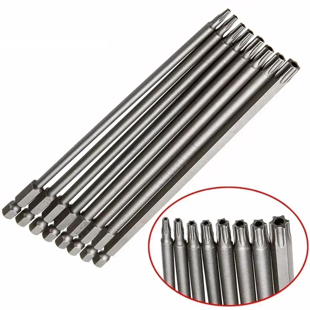 1Pc 200mm Long T8-T40 Magnetic Torx Screwdriver Bits Set Electric Screwdriver Head T8,, T15, T20, T25, T27, T30, T40