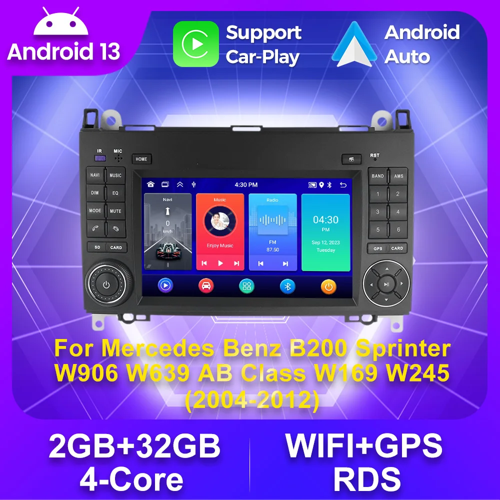 أندرويد 13 أوتو راديو لمرسيدس بنز ، B200 ، سبرينتر ، W906 ، W639 ، أب كلاس ، W169 ، W245 ،-oy ، RDS ، راديو سيارة ، نظام تحديد المواقع ، واي فاي ، سيارة ، أوتو
