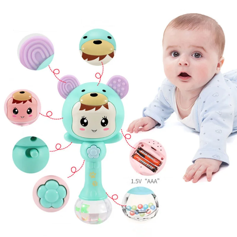 Light baby sound rattle changes with rhythm LED luminous hand rattle music sand hammer baby toy