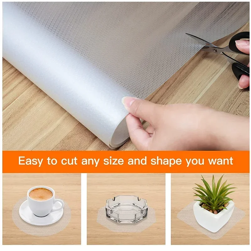 1 roll Reusable Drawer Liners Washable Dustproof and Non-slip Placemats Kitchen Cabinet Mats Refrigerator Non-slip Liners