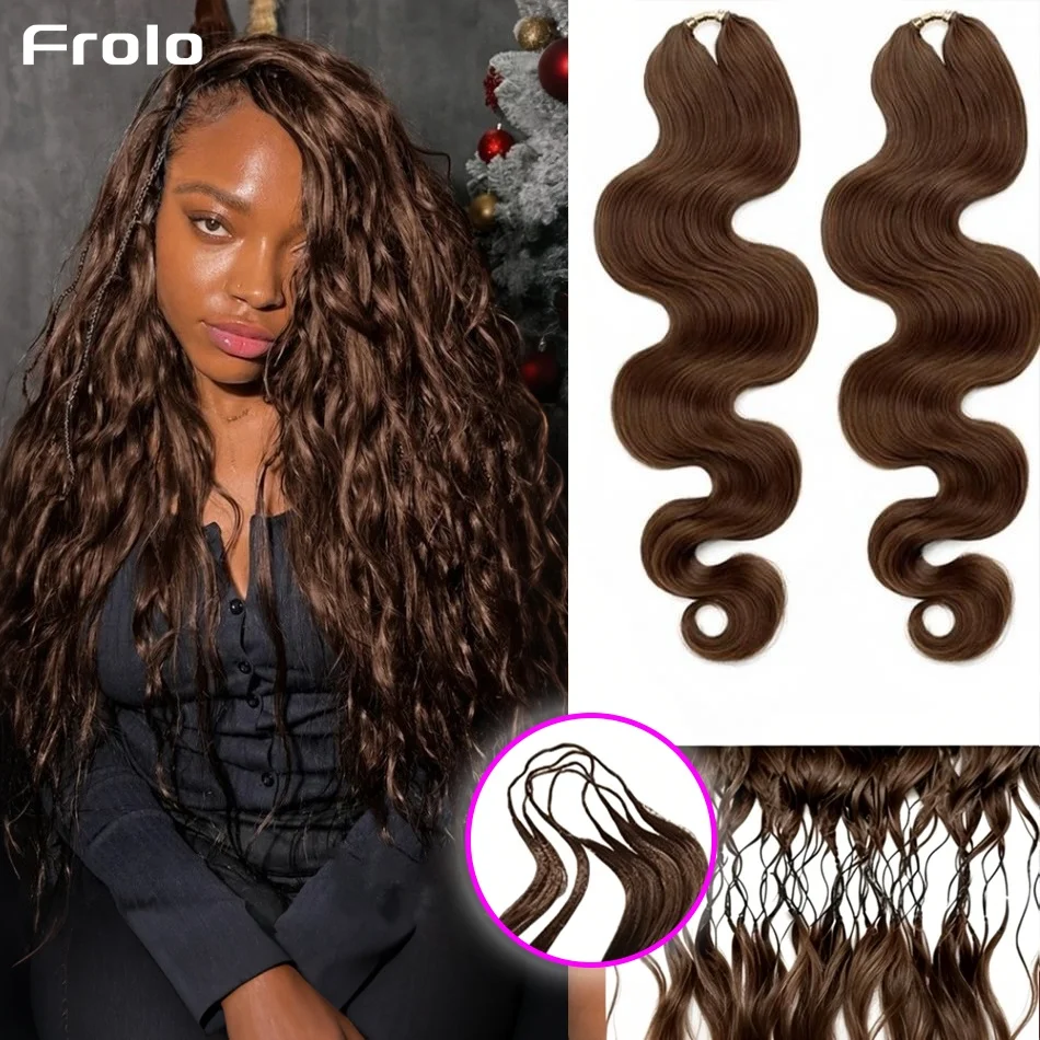 Chocolate Brown Boby Wave Crochet Hair Extensions Invisible Knots Feather Crochet Hair Brazilian Boby Wave Human Hair Bundles For Braids 30 Inch