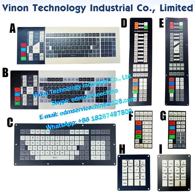 Sodic k wire cut machine use Keyboard Panel, Operation Control Panel Button Film, Wire Cutting EDM Keypad Sticker AQ,AG,AD,ALN