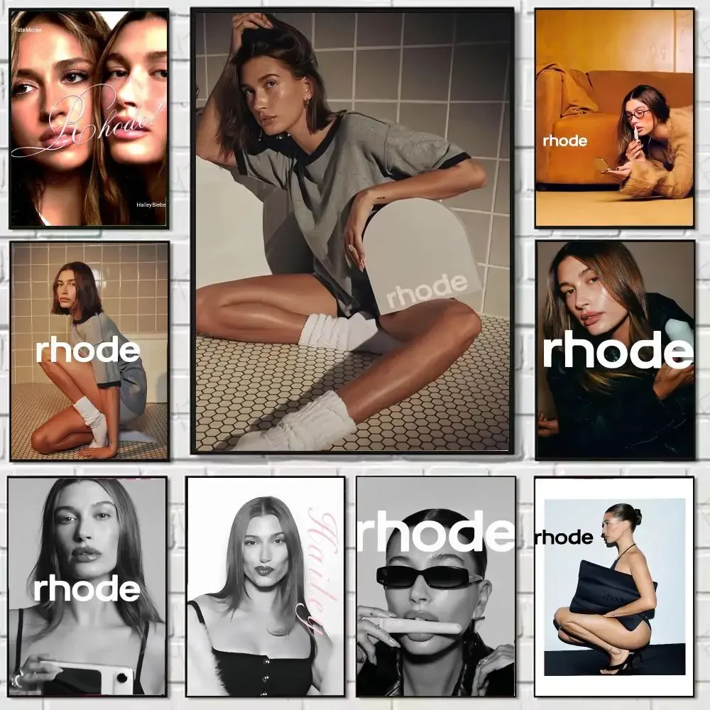 Beautiful Model H-Hailey Bieber Poster Stickers, suitable for game rooms, bedrooms, corridors, home wall art decor, gifts