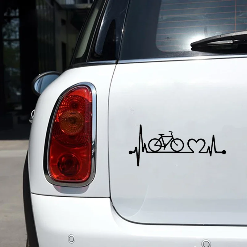 Car Sticker 3D  Bicycle Heartbeat Lifeline Cycling Sticker on Car Funny Stickers and Decals Vinyl Car Styling,19cm*10cm