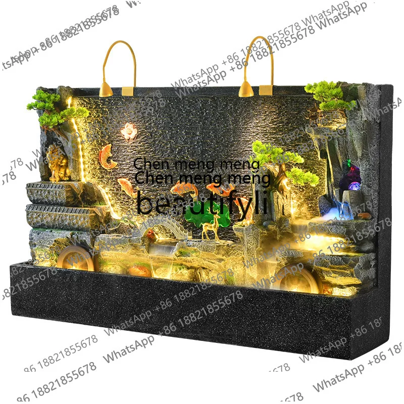 X  Rockery water curtain wall fountain circulating water feature floor-to-ceiling living room courtyard company landscaping