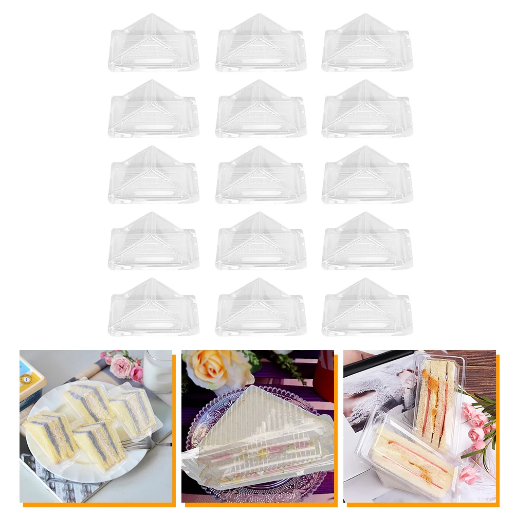 

60 Pcs Sandwich Box Packaging Plastic Cake Containers with Lids Wedge Shape Clear