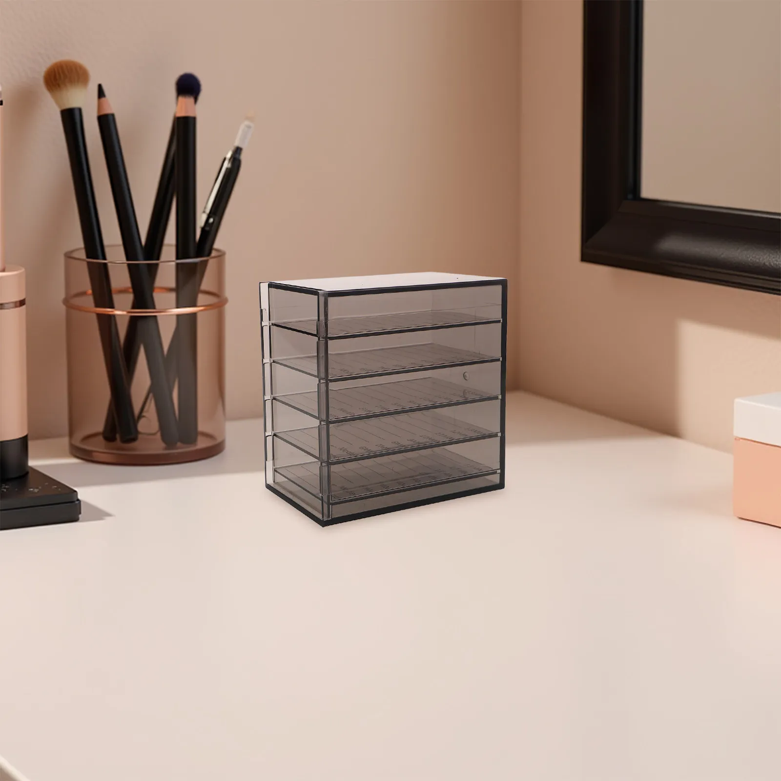 5 Layer Eyelash Case Translucent Black Portable Storage Organizer for Lash Extensions Tools False Eyelashes and Accessories