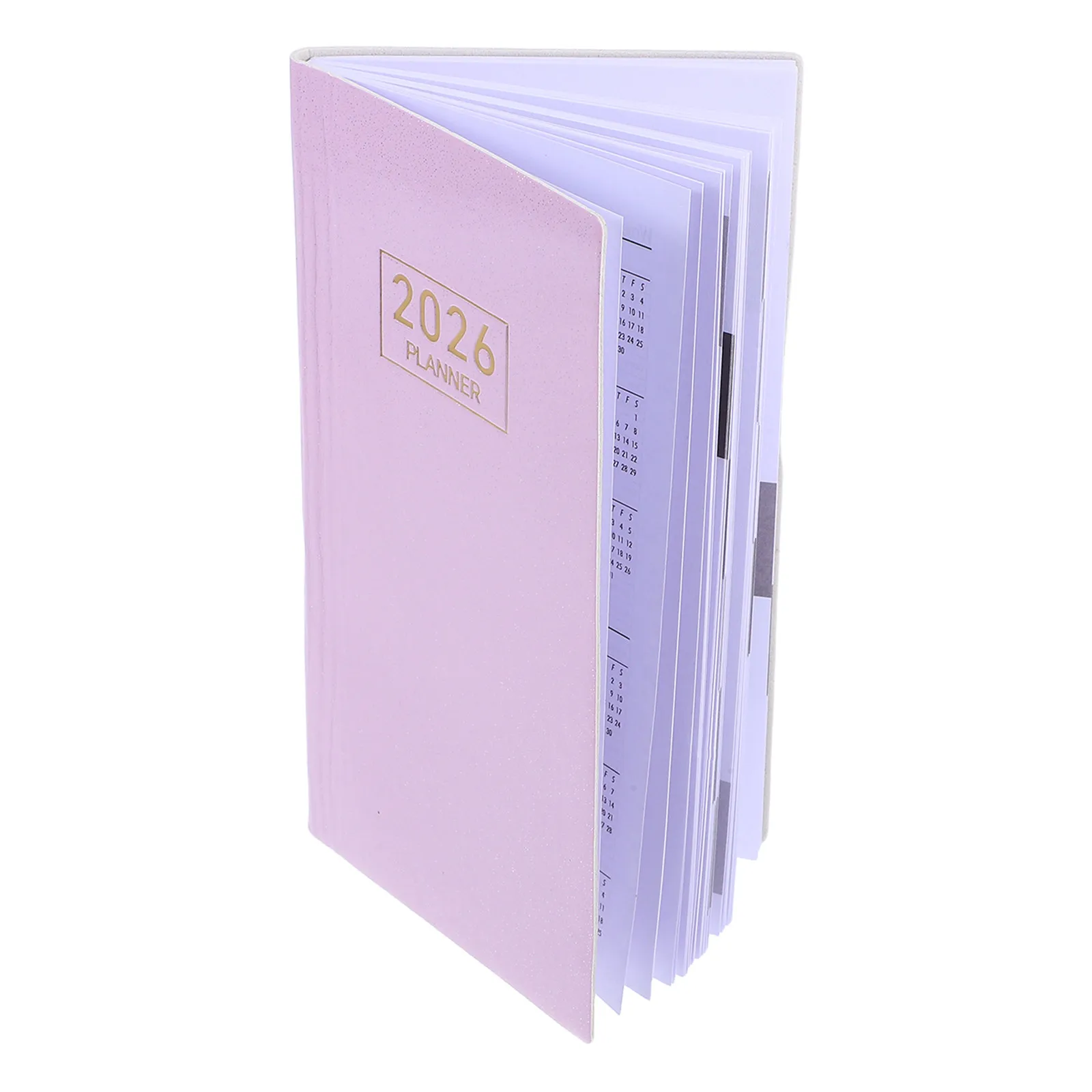 2026 Daily Planner A6 Compact Portable English Planner with Faux Cover Thick White Paper No Bleed Daily