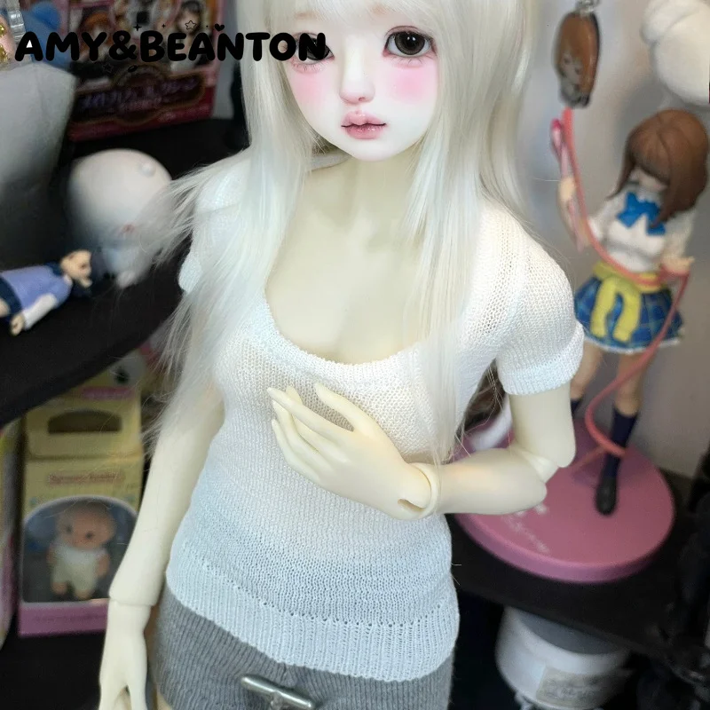 BJD Doll Clothes Daily Regular Shoulder Knit T Shirt Ball Jointed Doll Replacement Outfit Fit For 1/3 1/4 BJD Girl Dolls Costume