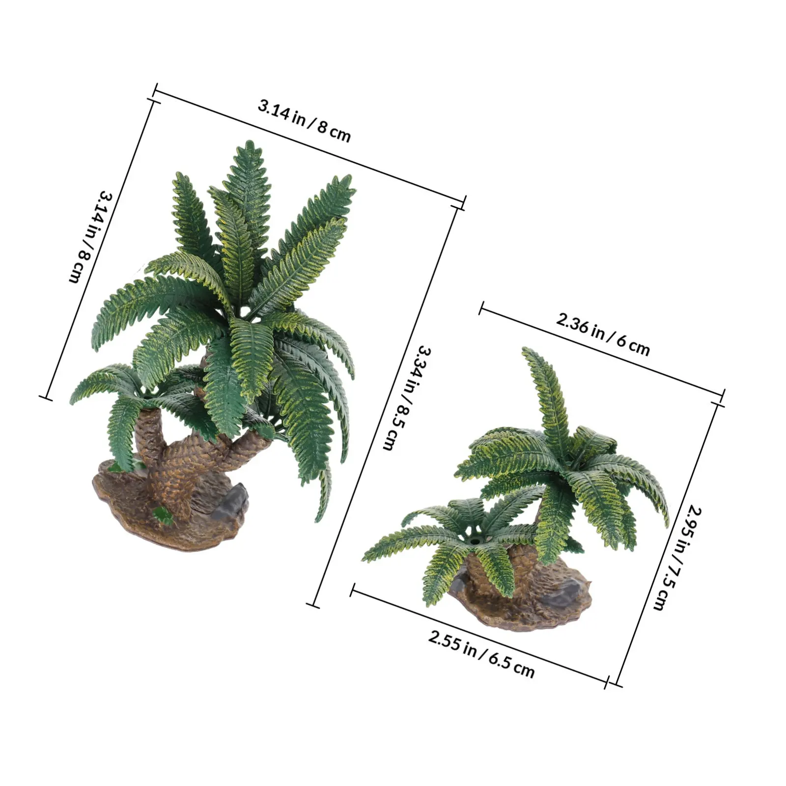 2Pcs Miniature Tree Landscaping Ornaments Realistic Plastic Sand Table Fake Trees for Landscape Garden Decor