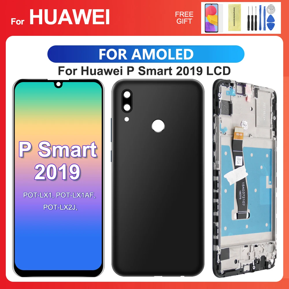 For HUAWEI P Smart 2019 6.21\'\'For AMOLED POT-LX1 LX1AF LX2J LX3 LX1A LCD Display Touch Screen Digitizer Assembly Replacement