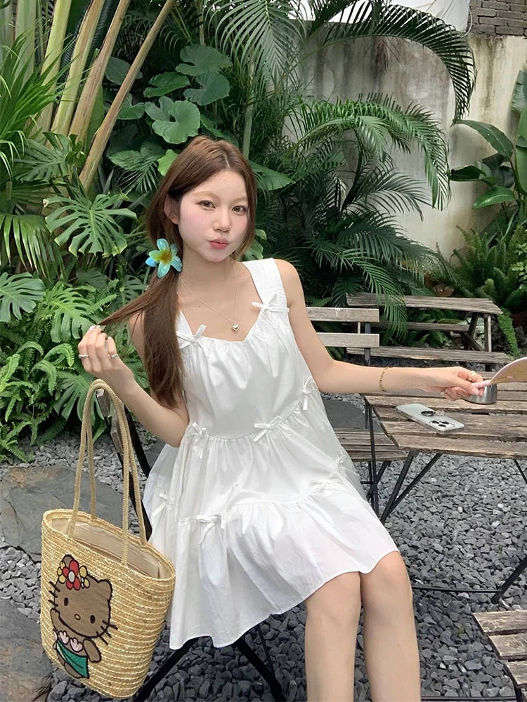 Gagarich Korean Chic Tank Top Dress Women Summer New Sweet Design Doll Folded Loose Short Fashion Vestidos