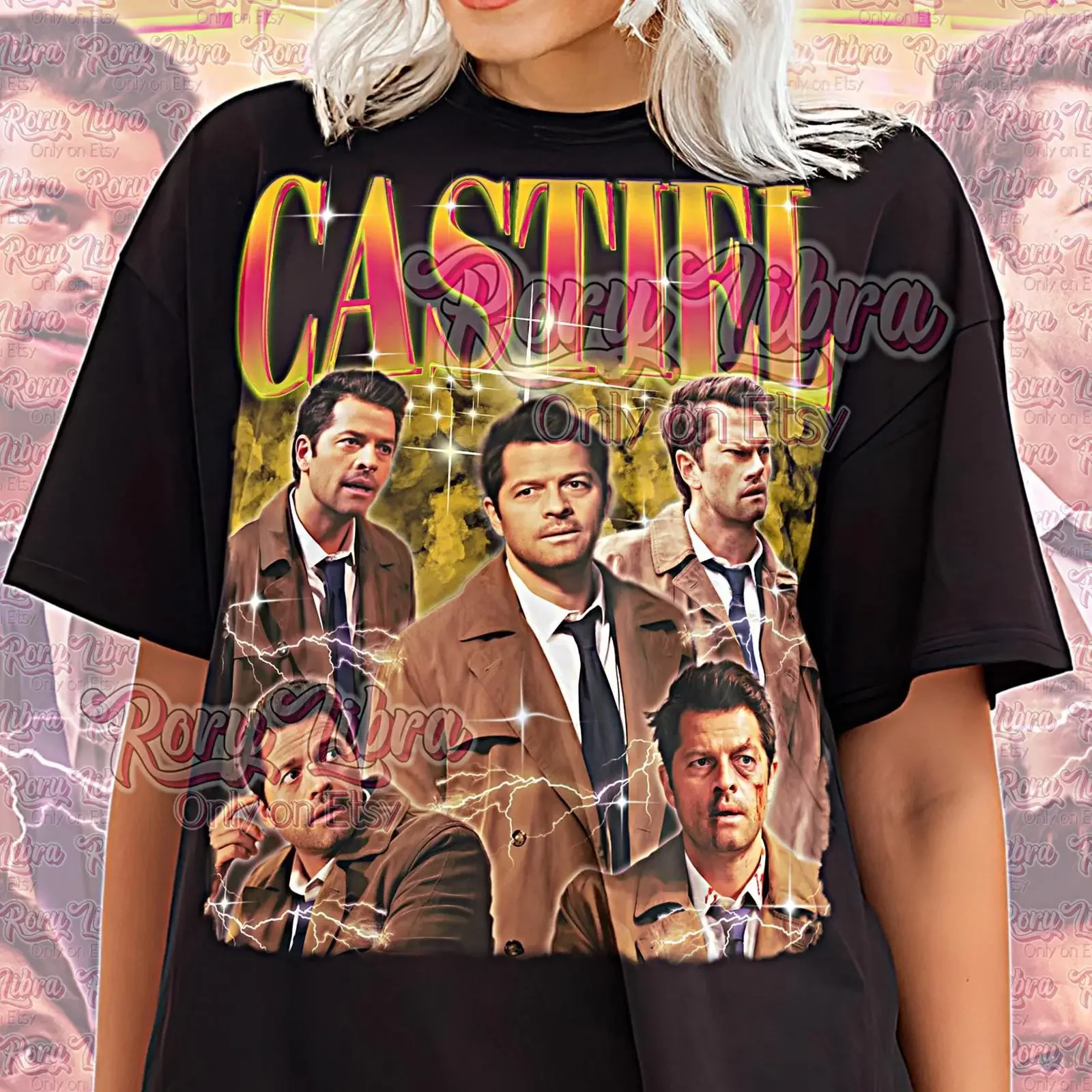 Castiel 90s T Shirt Throwback Vintage Retro Destiel Bootleg CW Show vintage Washed Casual Unisex Comfortable Stretched homme
