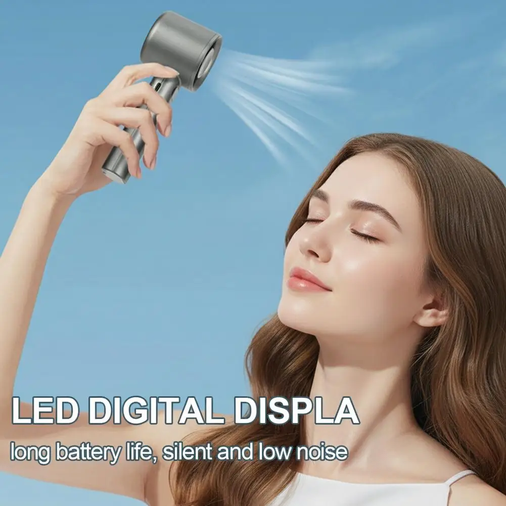 Portable Handheld Fan with 120 Wind Speeds USB Rechargeable Bladeless High-Speed Electric Cooling Fan for Personal Use image 4