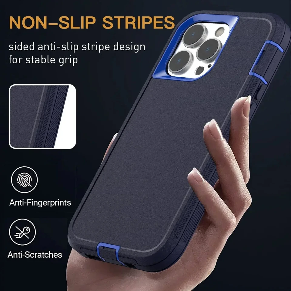 Funda resistente 3 en 1, a prueba de golpes y polvo, para iPhone 15 14 13 12 11 16Pro MAX MINI XSMAX XR X XS SE 6 7 8 PLUS 4