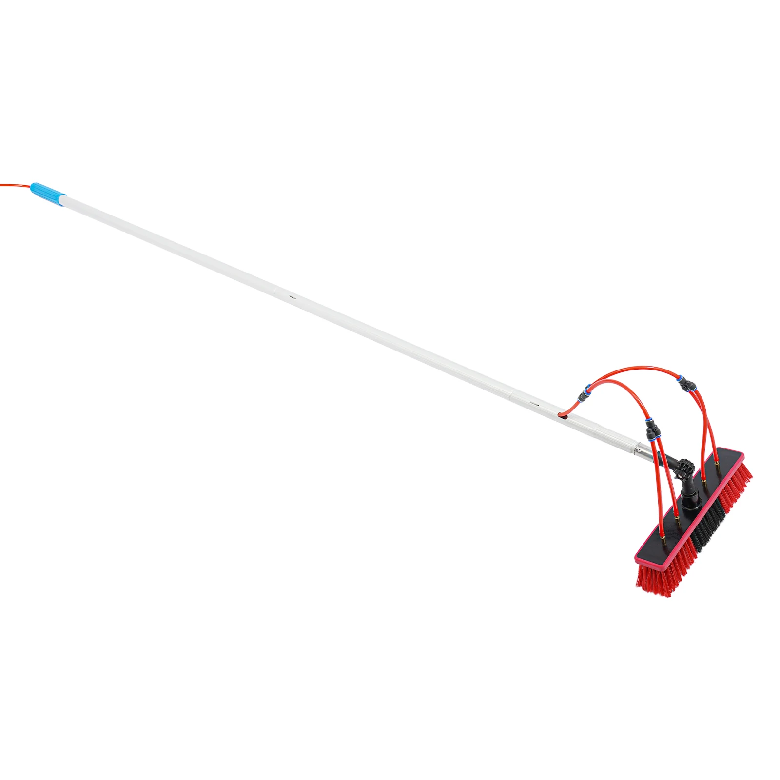 Outdoor Water-fed Solar Module Scrubber Set, Multi-angle Flexible Brush Assembly Quick Buckle Connection Leak-proof Water Switch Diverter Included Greenhouse Vehicle Deck Surface Cleaning Gear