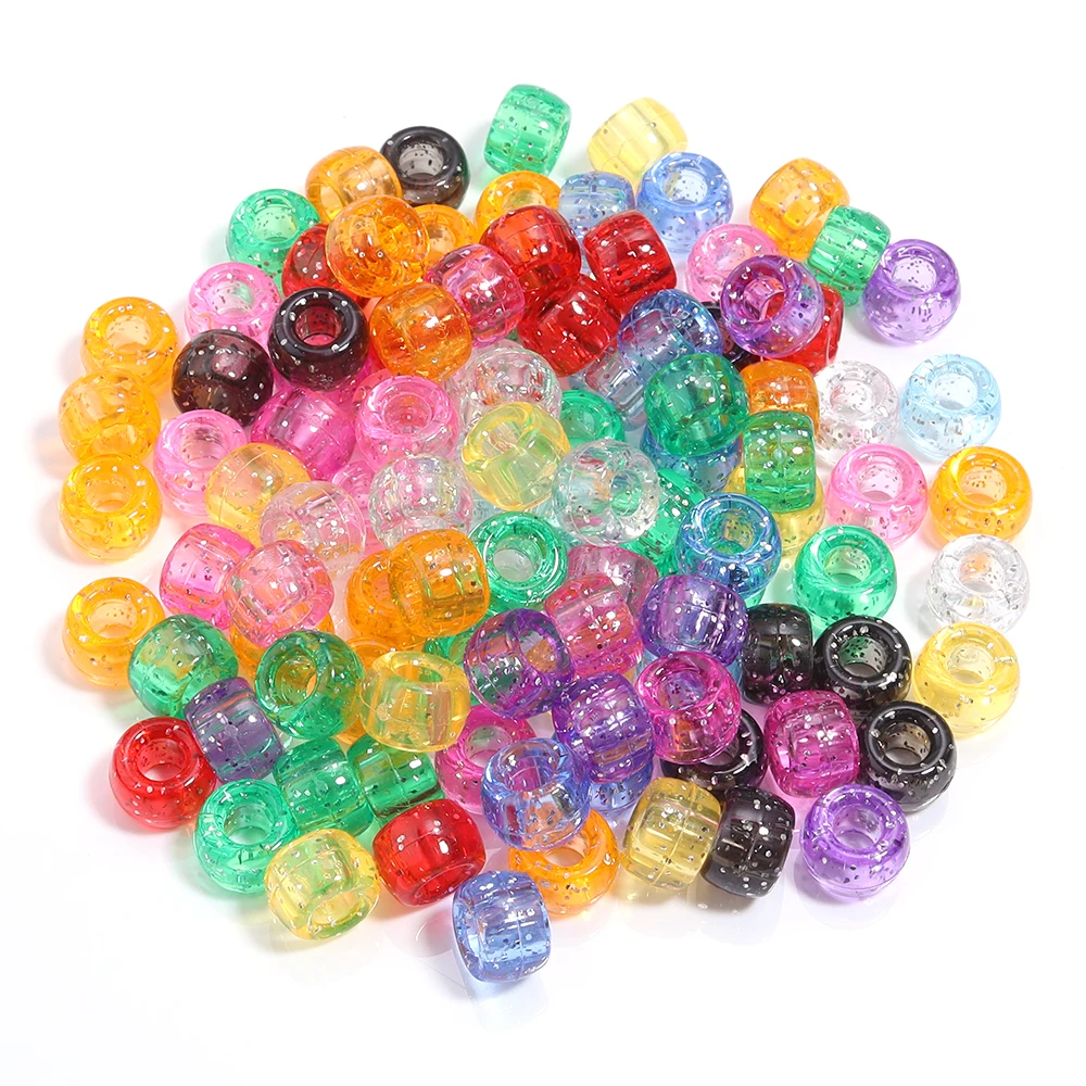 200pcs 6x9mm Colorful Pony Beads Clear Fashion Big Hole Acrylic Beads Kids DIY Jewelry Bracelet Necklace Hair Beads for braids - view 4
