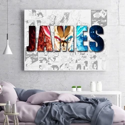 Dragon Ball Custom DIY Name Picture Goku Vegeta Poster Anime Canvas Painting Wall Art Children Bedroom Decoration Gifts Cuadros