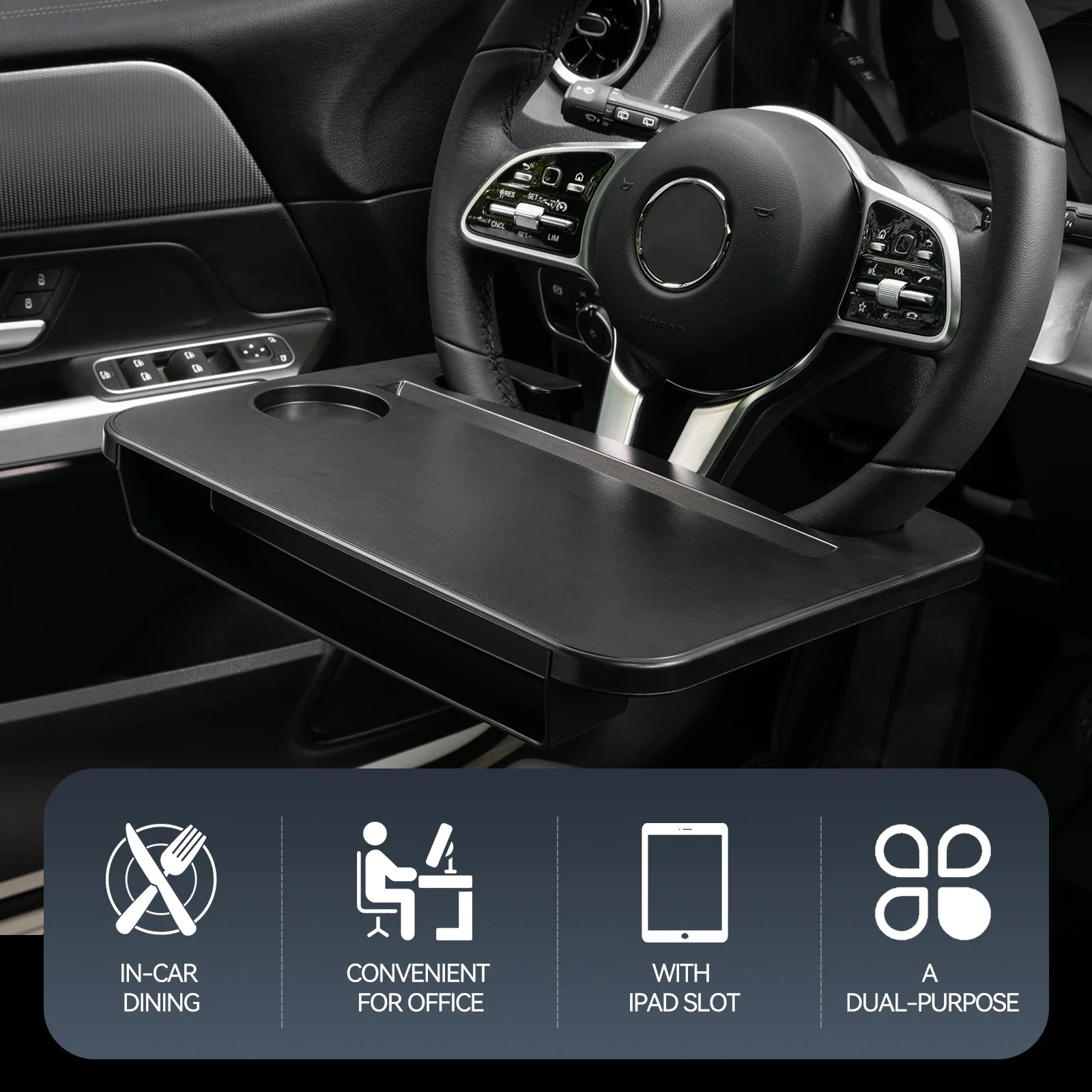 Steering Whee Tray With Car Gap Filler Organizer,Food Tray For Eating In Car Laptop Desk,Travel Car Accessories