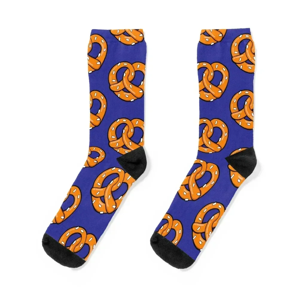 Pretzel pattern on blue Background Socks anti-slip Hiking boots Mens Socks Women's