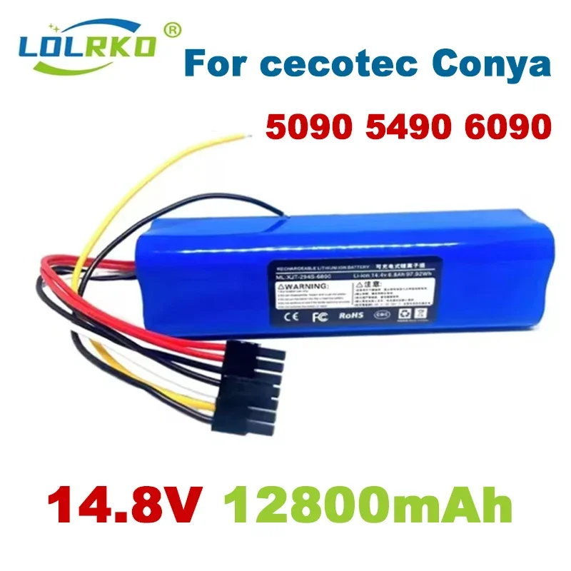 14.8V New 12800mAh INR18650 MH1-4S2P-300S Robot Battery for Cecotec Conga 5090 5490 6090 Robotic Vacuum Cleaner