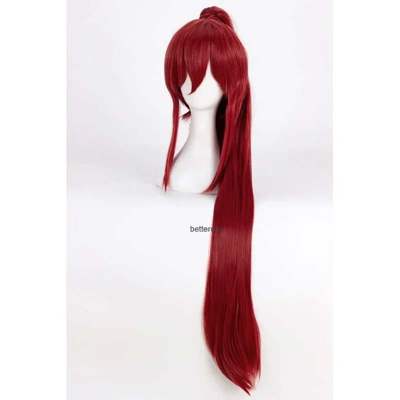 Fairy Tail Erza Scarlet Cosplay Wigs 100cm Long Wine Red Heat Resistant Synthetic Hair Wig   Wig Cap