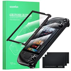 SOOMFON 3 Pack Steam Deck Screen Protector Hardness Tempered Anti-Scratch Ultra HD Glass  Steam Deck Accessories Kits