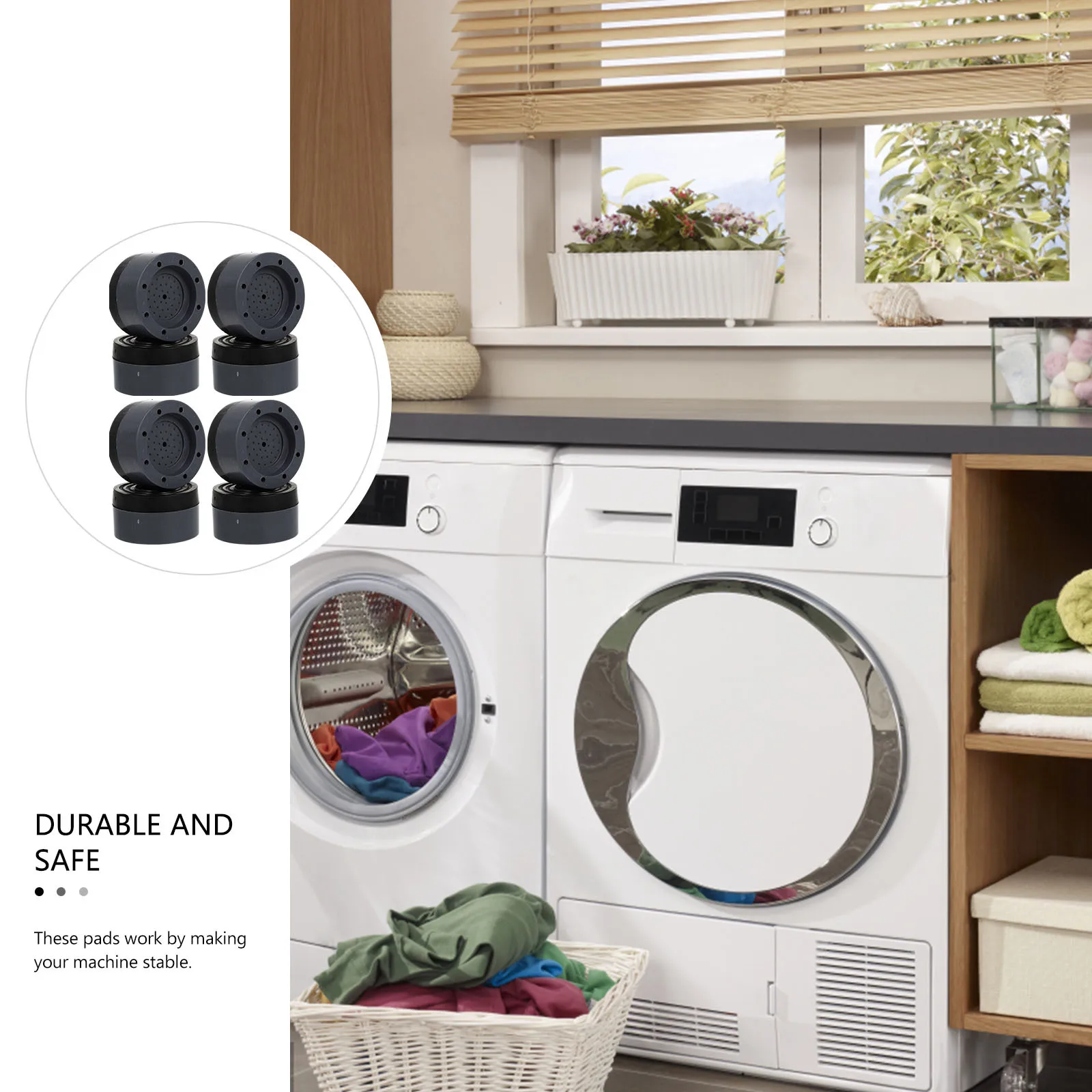 

16Pcs Appliance Elevator Anti-Slip Pads Heavy Duty Washer Foot Pads for Washing Machine Dryer Refrigerator Stability Shockproof
