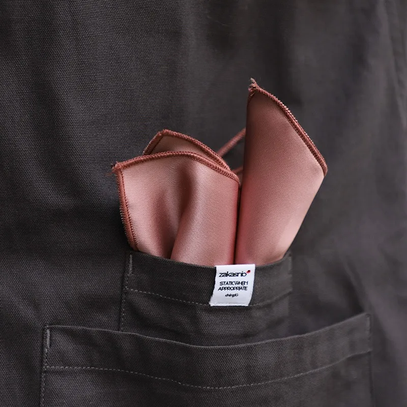 Unique Versatile Solid‑color Imitation Silk Men Pocket Square Firm Suit Handkerchief In Dusty Pink Black Gray White Korean Style