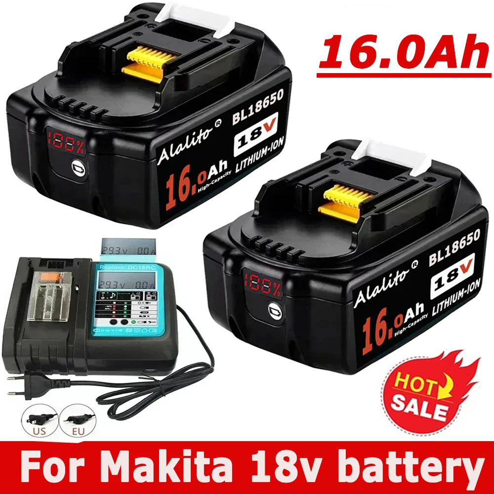 

NEW With LED With display screen Rechargeable Battery 18V 16000mAh Lithium ion for Makita 18v Battery 16Ah BL1840 BL1850 BL1830