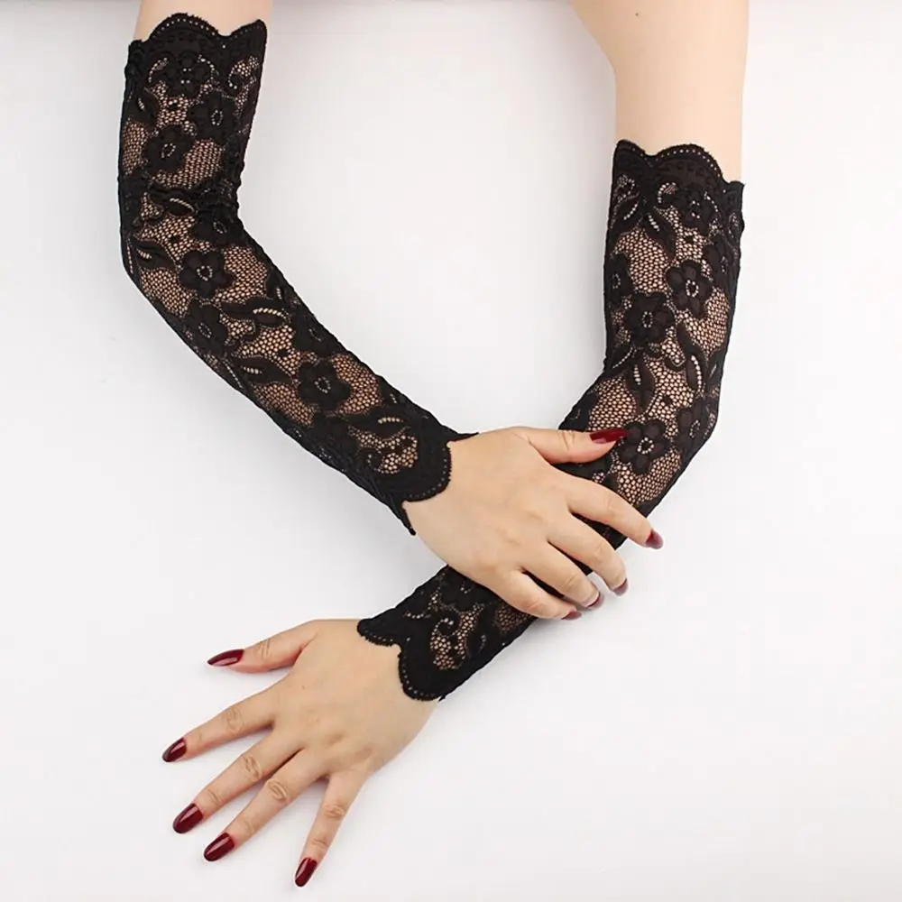 Long Thin Hollow-Out Finger Mittens Arm Sleeves Fingerless Gloves Cycling Gloves