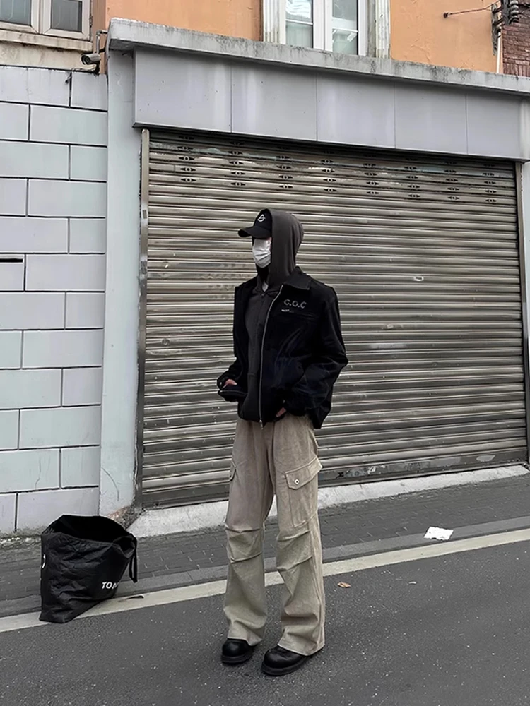 

Мужские рабочие брюки Cleanfit в американском ретро-стиле с мраморным узором, модные повседневные брюки свободного кроя в стиле High Street от трендового бренда