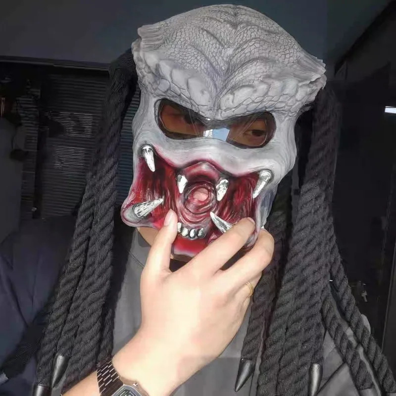 

Halloween Predator Latex Mask, Realistic Braid Cosplay Comic-Con Party Dress-up Collection Ornaments