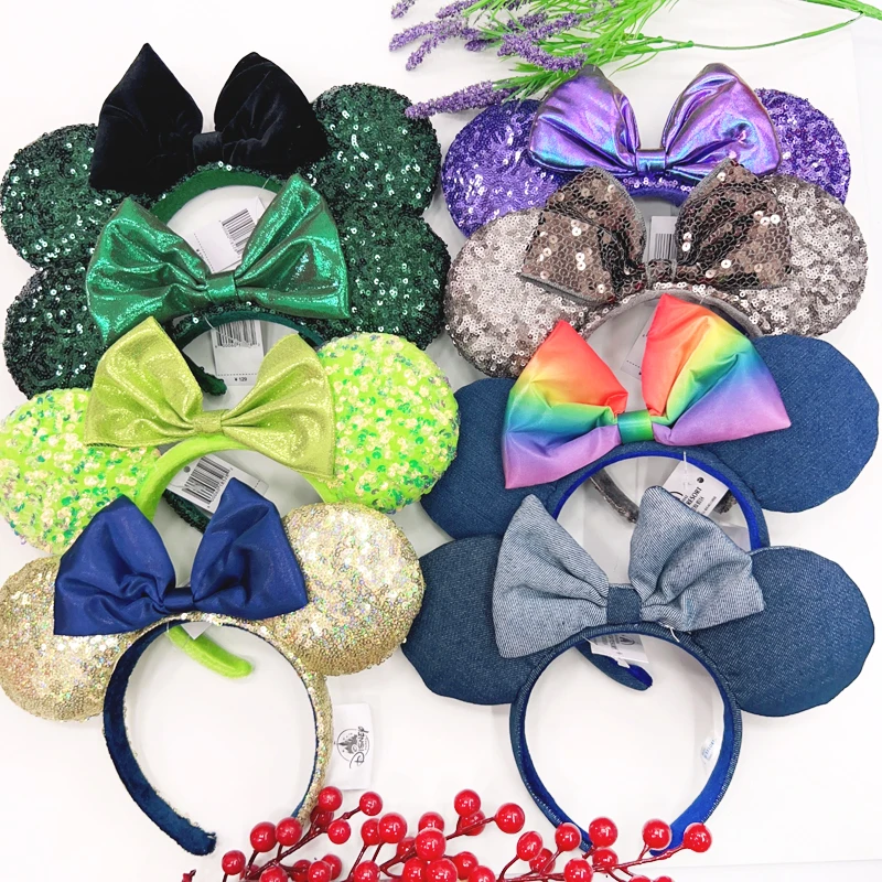 

2024 Disney Mickey Hair Bow Headband Fairworks Mikey Mouse Hairband Plush Big EARS COSTUME Cosplay Plush Adult/Kids Party Gift