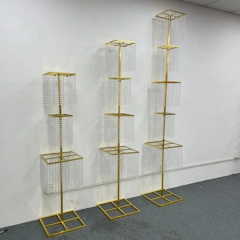 3pcs Rectangular Crystal Beads Wedding Stage Props Iron Metal Corridor Guide for Event Decor New Road Decoration